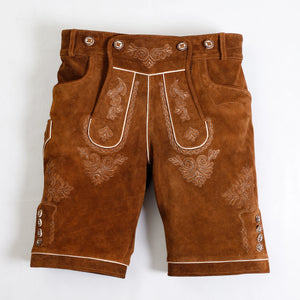 Hazelnut Brown Oktoberfest Lederhosen Shorts with Suspenders