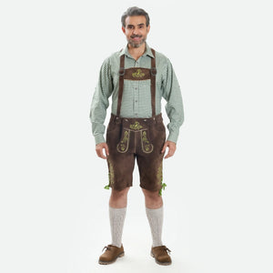 Authentic Alpine Lederhosen Walnut Brown with Suspenders