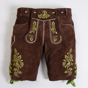 Authentic Alpine Lederhosen Walnut Brown with Suspenders