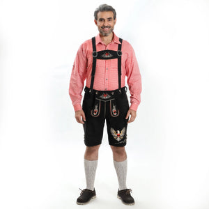 Lederhosen Men Adler Black with Suspenders