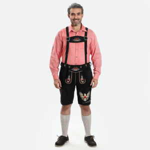 Lederhosen Men Adler Black with Suspenders