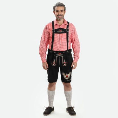 Lederhosen Men Adler Black with Suspenders