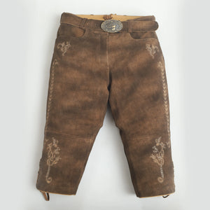 Knee-Length Shanko Brown Women Lederhosen Almwiese