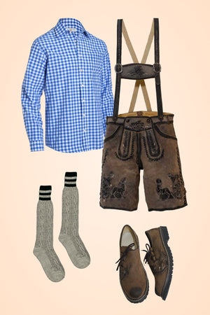 Shaded Wild Brown Lederhosen Outfit Sets