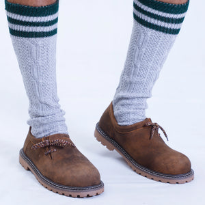 Luxurious Side Lace Brown Leather Bavarian Shoes