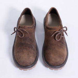 Luxurious Side Lace Brown Leather Bavarian Shoes