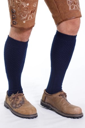 Bold Blue Knee High Lederhosen Men Socks