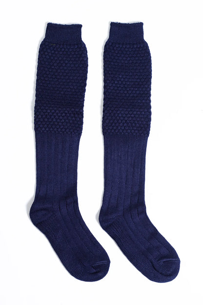 Bold Blue Knee High Lederhosen Men Socks