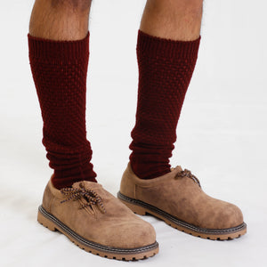 Deep Mahroon Trachten Socks for Oktoberfest