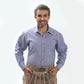 Checkered Men lederhosen shirt in Ice Blue