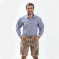 Checkered Men lederhosen shirt in Ice Blue