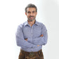 Checkered Men lederhosen shirt in Ice Blue