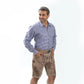 Checkered Men lederhosen shirt in Ice Blue