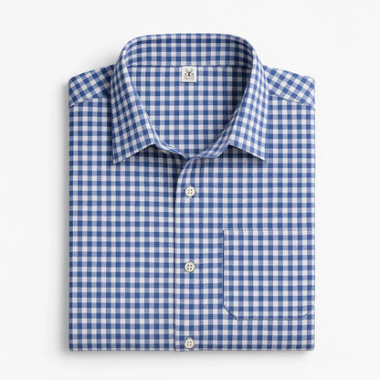 Checkered Men lederhosen shirt in Ice Blue