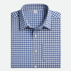 Checkered Men lederhosen shirt in Ice Blue
