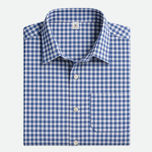 Checkered Men lederhosen shirt in Ice Blue