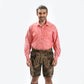Deep Red Men's Shirt with Understated Checkered Pattern