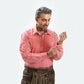 Deep Red Men's Shirt with Understated Checkered Pattern