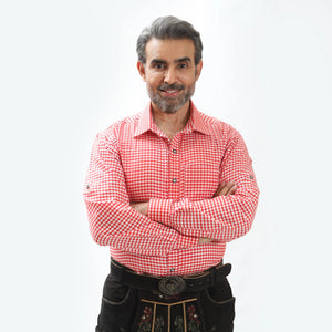 Deep Red Men's Small Checkered Shirt