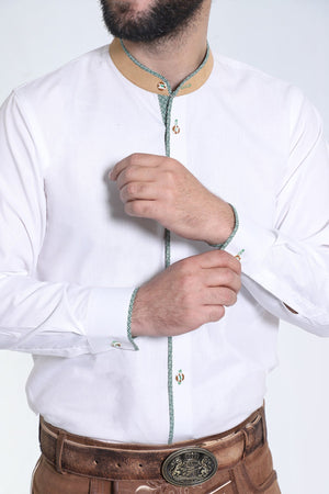 Men's Trachten Shirt Sophisticated White with Piping