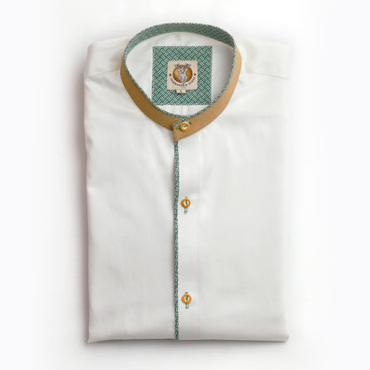 Men's Trachten Shirt Sophisticated White with Piping