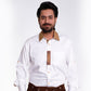 Men's Trachten Shirt Classic German White with Patch Detailing