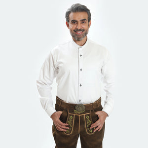 Lederhosen Shirt White Sleek with Piping Details