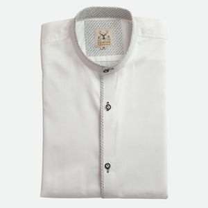 Lederhosen Shirt White Sleek with Piping Details