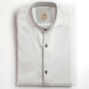 Lederhosen Shirt White Sleek with Piping Details