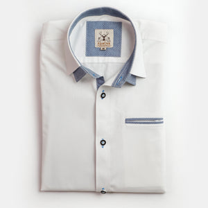 White Bavarian Lederhosen Shirt with Traditional Pocket Design