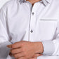 Trachten Shirt White with Gray Trim