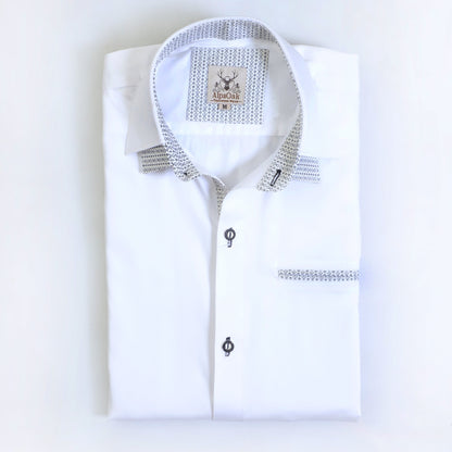 Trachten Shirt White with Gray Trim