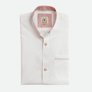 Men's Trachten Shirt White with Red Accent Stitching