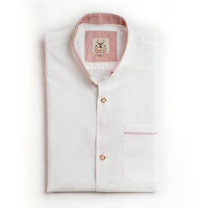 Men's Trachten Shirt White with Red Accent Stitching