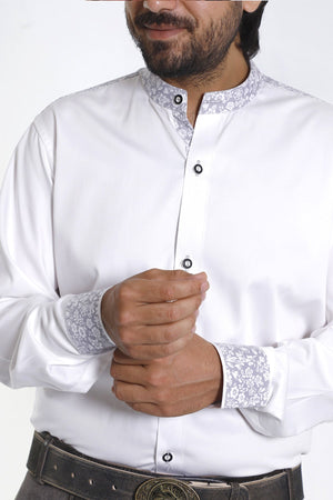 Men's Trachten Shirt Traditional with Gray Floral Highlights
