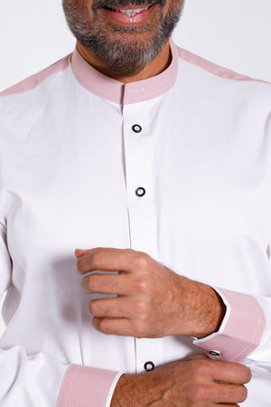 Bavarian Lederhosen Shirt Pink White Traditional