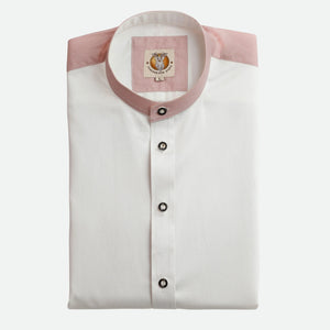 Bavarian Lederhosen Shirt Pink White Traditional