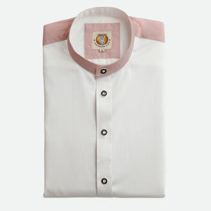 Bavarian Lederhosen Shirt Pink White Traditional