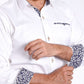 Men's Trachten Shirt Crisp White Button-Up with Blackish Cuffs and Pocket