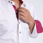 Men's Trachten Shirt Classic Fit White with Pink Details