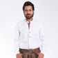 Men's Trachten Shirt Classic Fit White with Pink Details