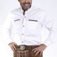 Men's Lederhosen Shirt Alpine White with Rich Brown Polka Details