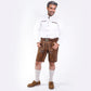 Men's Lederhosen Shirt Alpine White with Rich Brown Polka Details