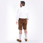 Men's Lederhosen Shirt Alpine White with Rich Brown Polka Details