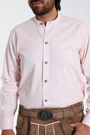 Men Trachten Shirt Classic Light Pink Lined Bavarian