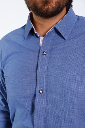 Men's Trachten Shirt Bavarian Indigo Blue