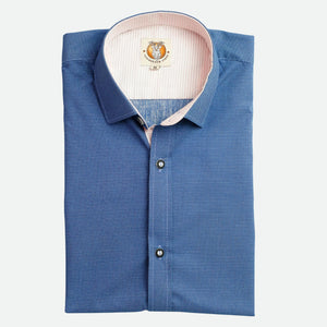 Men's Trachten Shirt Bavarian Indigo Blue