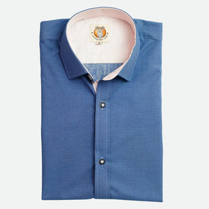 Men's Trachten Shirt Bavarian Indigo Blue