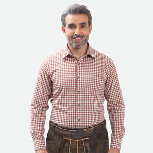 Brown Checkered Trachten Shirt Men
