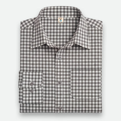 Black Checkered Trachten Shirt Men